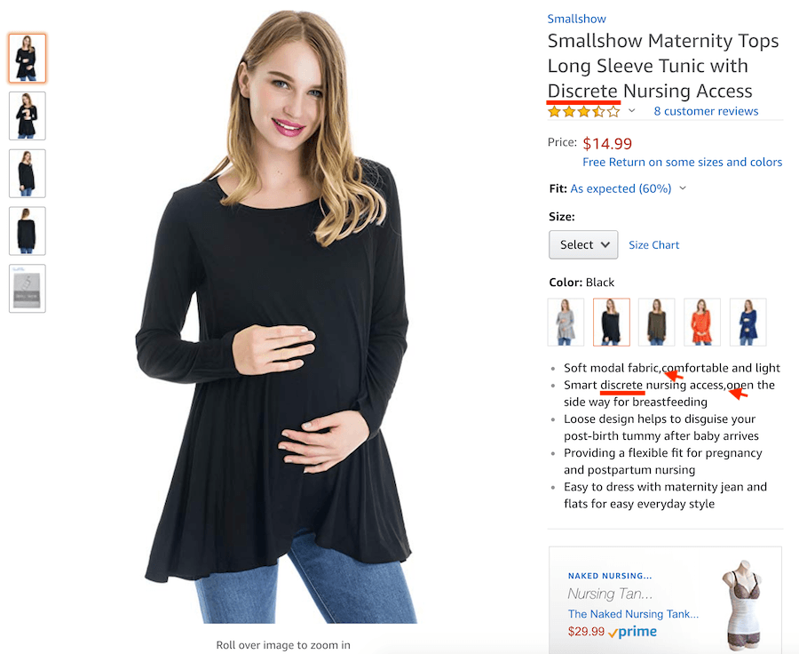 Amazon listing example with poor description