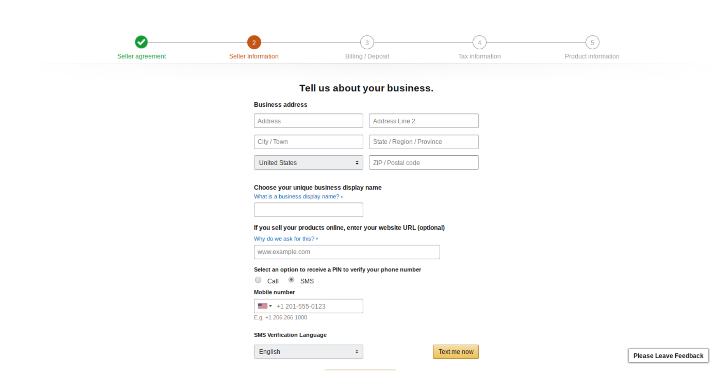 Creating a Sellers Account with